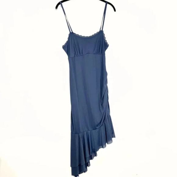 Wild Fable Y2K Style Dress Blue Size Medium Asymmetrical Ruched - Picture 1 of 7